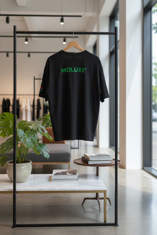 MOLUXE® Essential Tee – Black & Glow in the dark Green Logo
