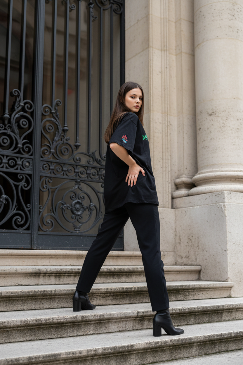 MOLUXE® Essential Tee – Black & Glow in the dark Green Logo