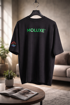 MOLUXE® Essential Tee – Black & Glow in the dark Green Logo
