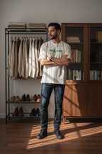 MOLUXE® Essential Tee – Off White & Glow in the dark Green Logo